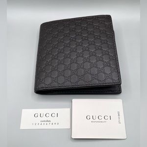 Authentic Gucci Guccissima dark brown bifold leather wallet BNWT